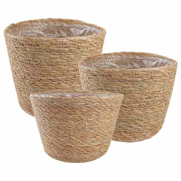 Lillepott 26 × 19 cm, 100% mererohi – naturaalne – 3 tk