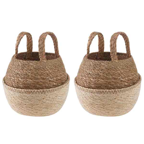 Lillepott 22 × 20 cm, 100% mererohi – valge – 2 tk