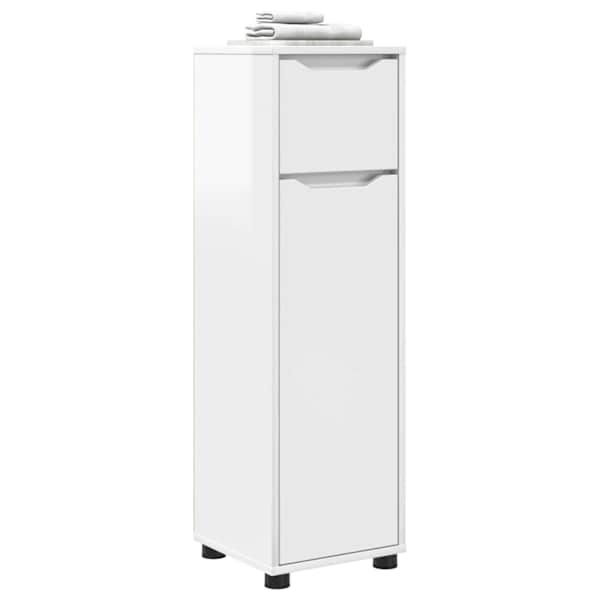 Vannitoa kapp Kergelt läikiv valge 30,5 × 30 × 101 cm Tehispuit