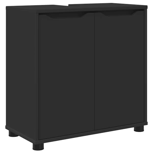Vannitoa valamu kapp Must 60 × 30 × 60 cm Tehispuit