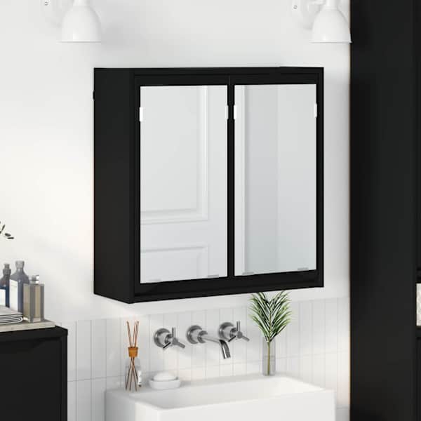 Vannitoa peeglikapp Must 60 × 20 × 60 cm Tehispuit