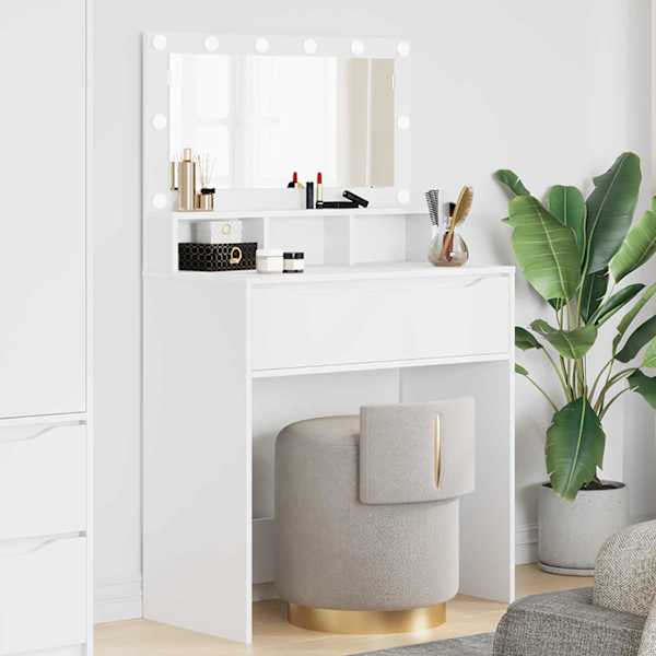 Magamistoa meikimislaudade Valge 80 × 39,5 × 135 cm Tehispuit