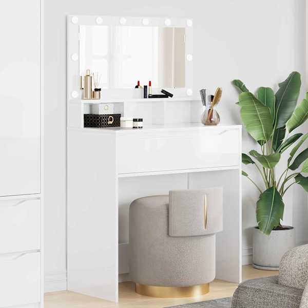 Magamistoa meikimislaudade Kõrgläikega valge 80 × 39,5 × 135 cm