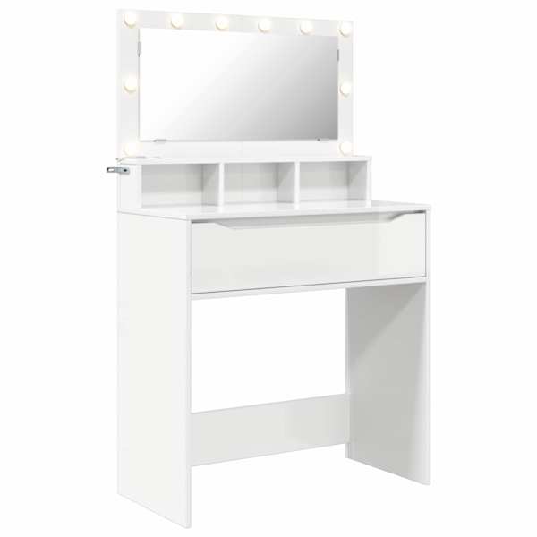 Magamistoa meikimislaudade Kõrgläikega valge 80 × 39,5 × 135 cm