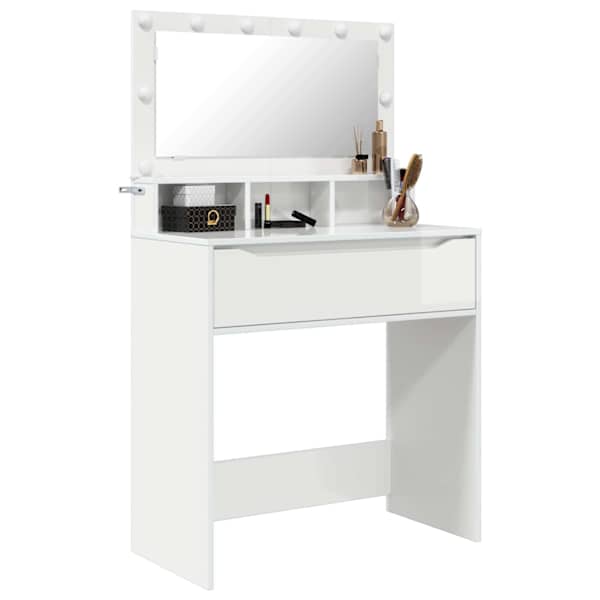 Magamistoa meikimislaudade Kõrgläikega valge 80 × 39,5 × 135 cm