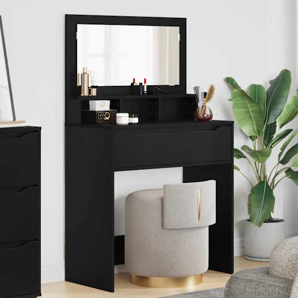 Magamistoa meikimislaudade Must 80 × 39,6 × 135 cm Tehispuit