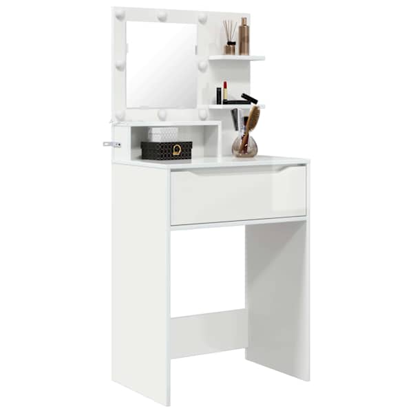 Magamistoa meikimislaudade Kõrgläikega valge 60 × 39,5 × 135 cm