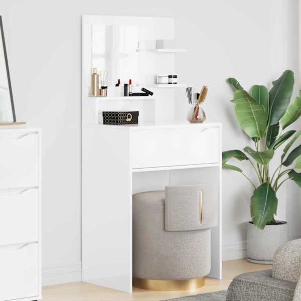 Magamistoa meikimislaudade Kõrgläikega valge 60 × 39,5 × 135 cm