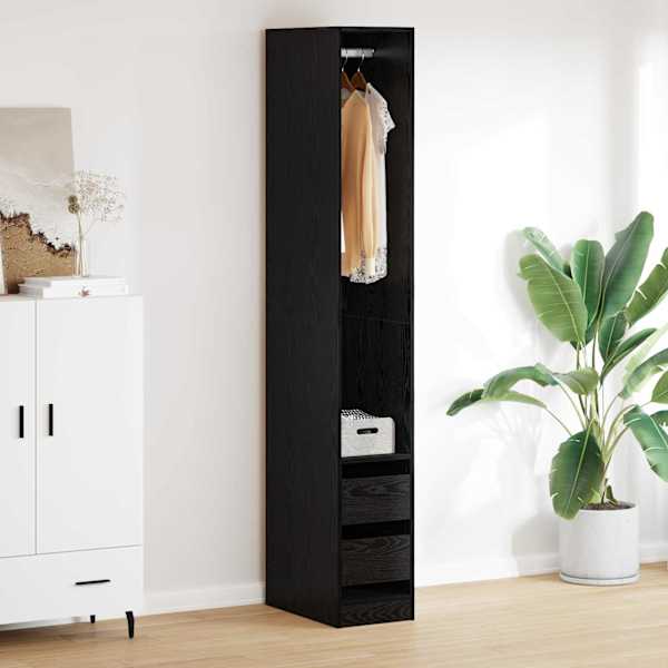 Garderoobikapp Must tamm 30 × 50 × 200 cm Tehispuit
