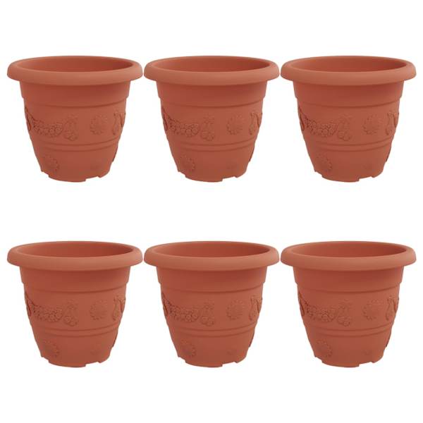 Lillepott 22 × 22 × 18 cm, plastmass – telliskivipunane – 6 tk