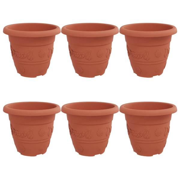 Lillepott 26 × 26 × 21,5 cm, plastmass – telliskivipunane – 6 tk