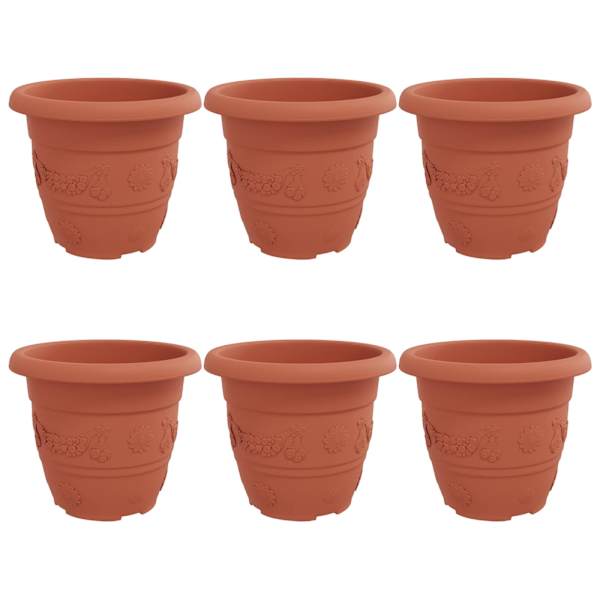 Lillepott 30 × 30 × 25 cm, plastmass – telliskivipunane – 6 tk