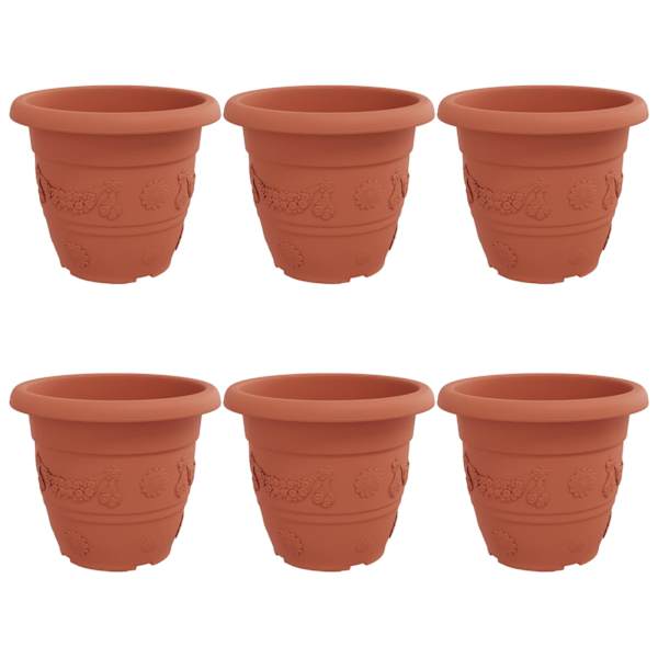 Lillepott 34 × 34 × 28 cm, plastmass – telliskivipunane – 6 tk