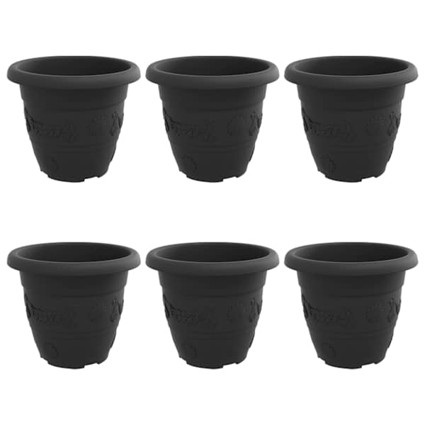 Lillepott 22 × 22 × 18 cm, plastmass – must – 6 tk