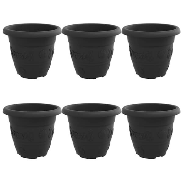 Lillepott 26 × 26 × 21,5 cm, plastmass – must – 6 tk