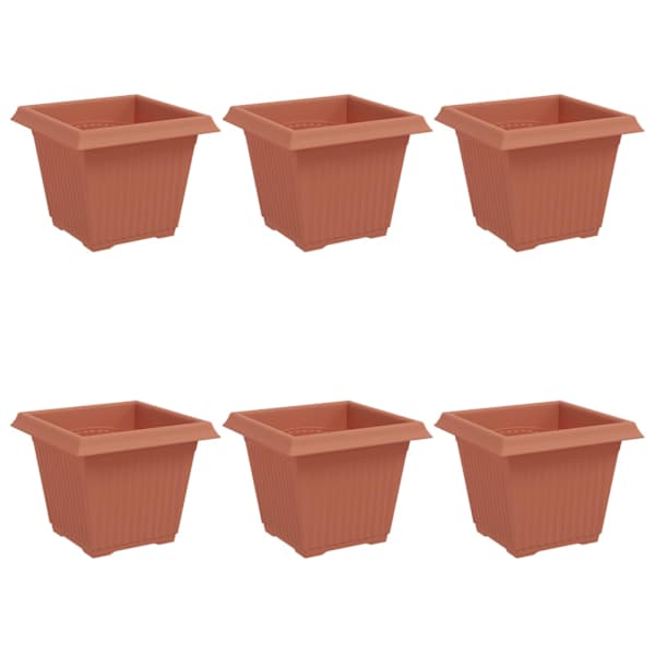 Lillepott 20 × 20 × 16 cm, plastmass – telliskivipunane – 6 tk