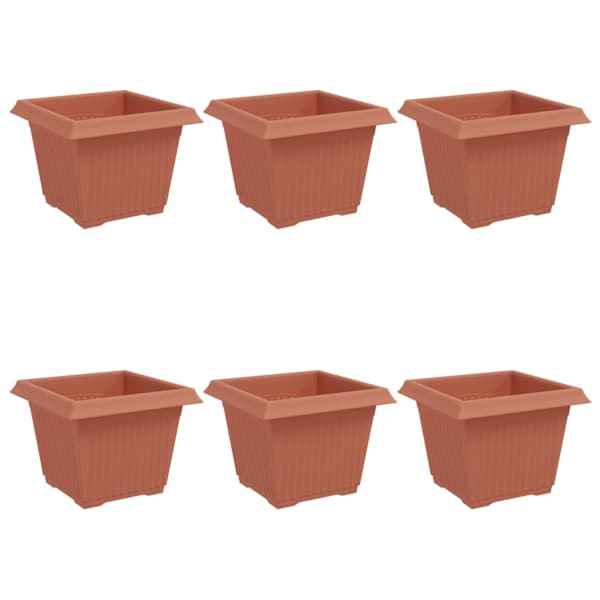 Lillepott 23 × 23 × 17,5 cm, plastmass – telliskivipunane – 6 tk