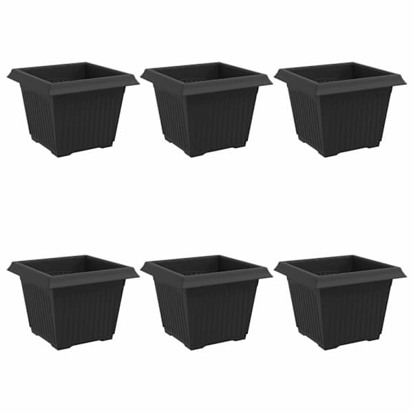 Lillepott 23 × 23 × 17,5 cm, plastmass – must – 6 tk
