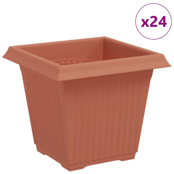 Lillepott 16 × 16 × 14 cm, plastmass – telliskivipunane – 24 tk