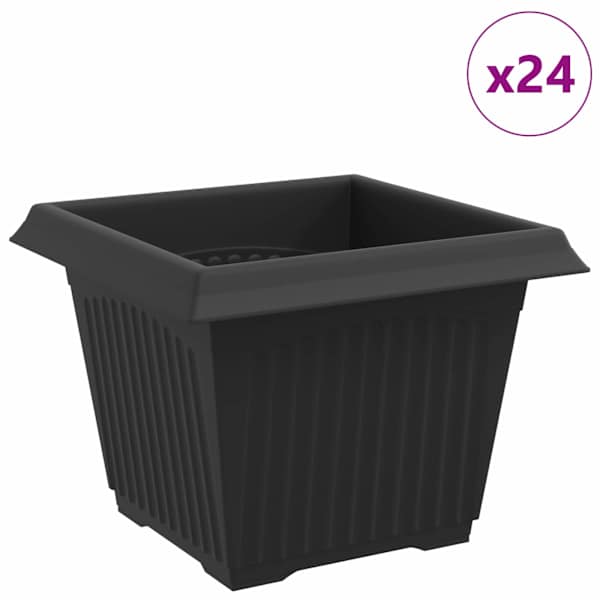 Lillepott 23 × 23 × 17,5 cm, plastmass – must – 24 tk