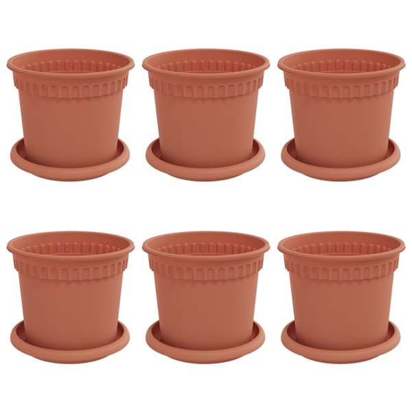 Lillepott Ø 15 × 12 cm, plastmass – telliskivipunane – 6 tk