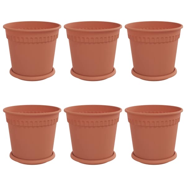 Lillepott Ø 19 × 16 cm, plastmass – telliskivipunane – 6 tk