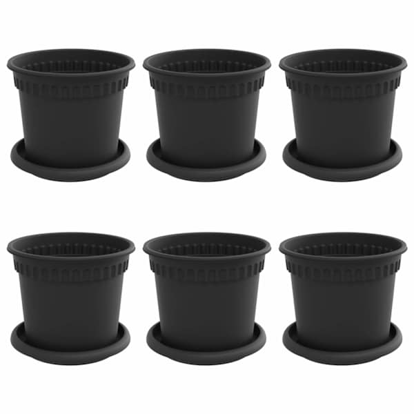 Lillepott Ø 15 × 12 cm, plastmass – must – 6 tk