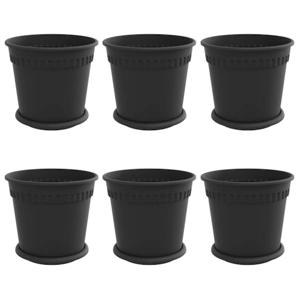 Lillepott Ø 19 × 16 cm, plastmass – must – 6 tk