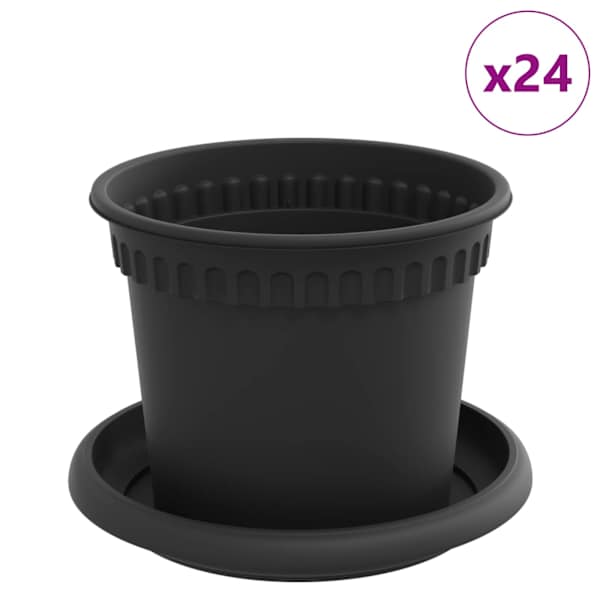 Lillepott Ø 12,5 × 10 cm, plastmass – must – 24 tk