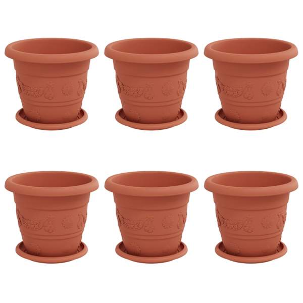 Lillepott 22 × 22 × 18 cm, plastmass – telliskivipunane – 6 tk