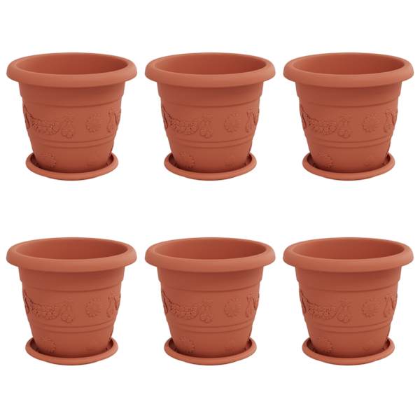 Lillepott 26 × 26 × 21,5 cm, plastmass – telliskivipunane – 6 tk
