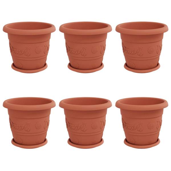 Lillepott 30 × 30 × 25 cm, plastmass – telliskivipunane – 6 tk