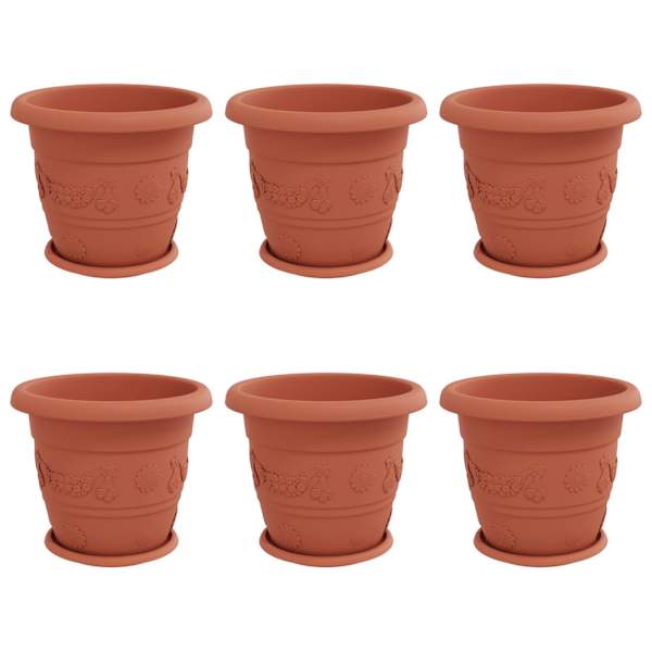 Lillepott 34 × 34 × 28 cm, plastmass – telliskivipunane – 6 tk