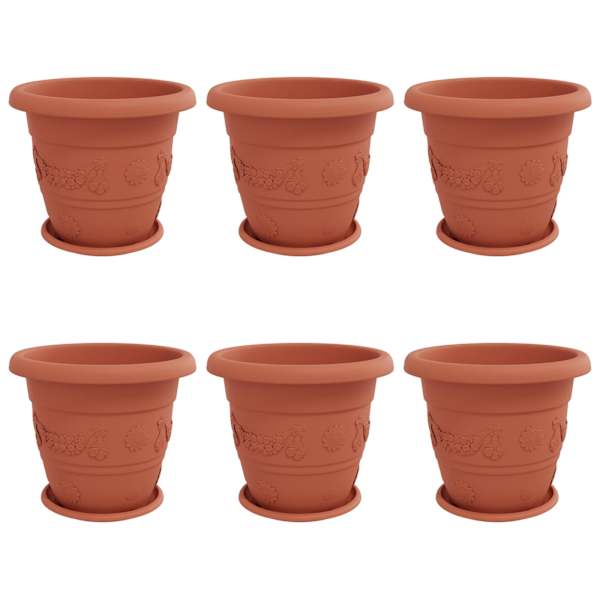 Lillepott 39 × 39 × 32 cm, plastmass – telliskivipunane – 6 tk
