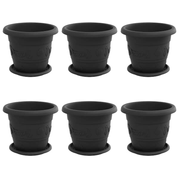 Lillepott 22 × 22 × 18 cm, plastmass – must – 6 tk