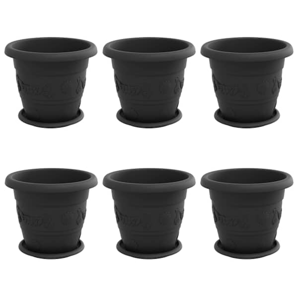Lillepott 26 × 26 × 21,5 cm, plastmass – must – 6 tk