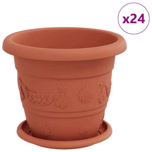 Lillepott 22 × 22 × 18 cm, plastmass – telliskivipunane – 24 tk