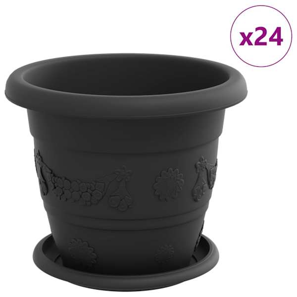 Lillepott 22 × 22 × 18 cm, plastmass – must – 24 tk