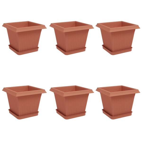 Lillepott 20 × 20 × 16 cm, plastmass – telliskivipunane – 6 tk