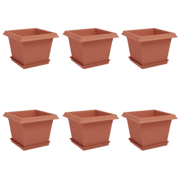Lillepott 23 × 23 × 17,5 cm, plastmass – telliskivipunane – 6 tk