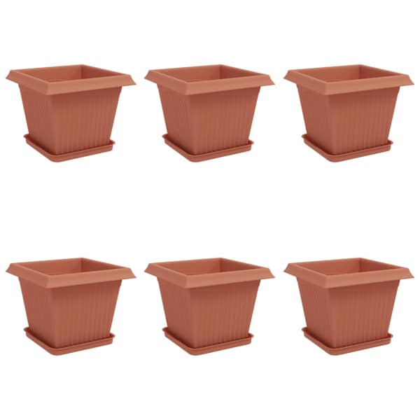 Lillepott 33 × 33 × 26 cm, plastmass – telliskivipunane – 6 tk