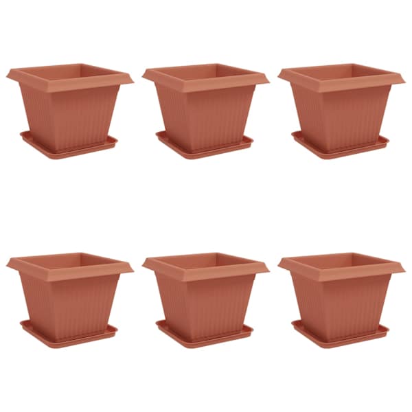 Lillepott 38 × 38 × 30 cm, plastmass – telliskivipunane – 6 tk