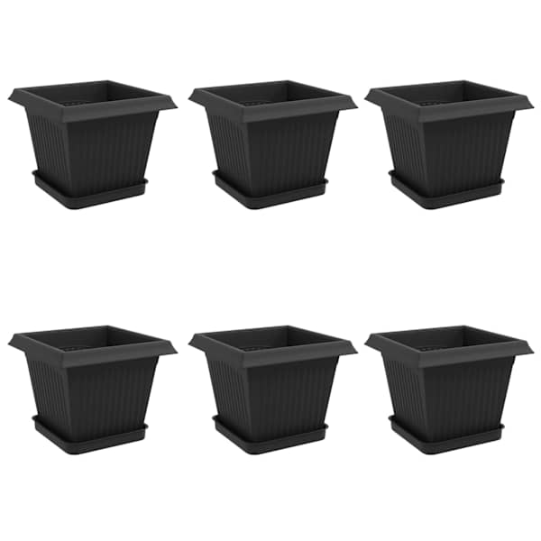 Lillepott 20 × 20 × 16 cm, plastmass – must – 6 tk