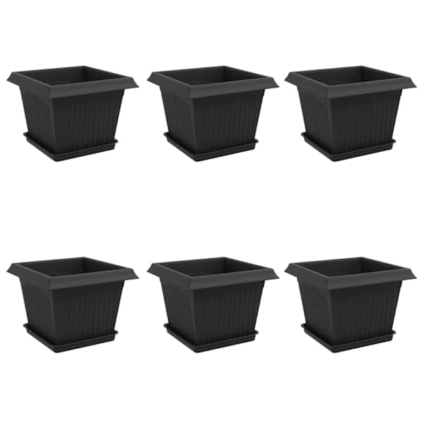 Lillepott 23 × 23 × 17,5 cm, plastmass – must – 6 tk