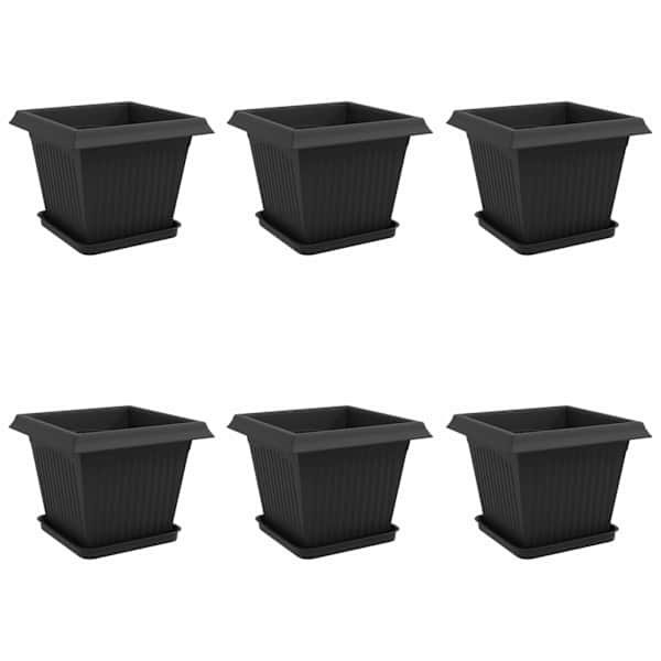 Lillepott 33 × 33 × 26 cm, plastmass – must – 6 tk