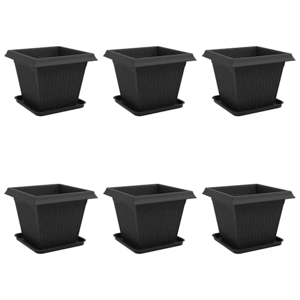 Lillepott 38 × 38 × 30 cm, plastmass – must – 6 tk