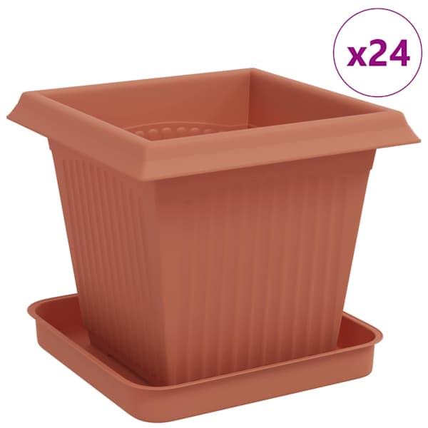 Lillepott 16 × 16 × 14 cm, plastmass – telliskivipunane – 24 tk