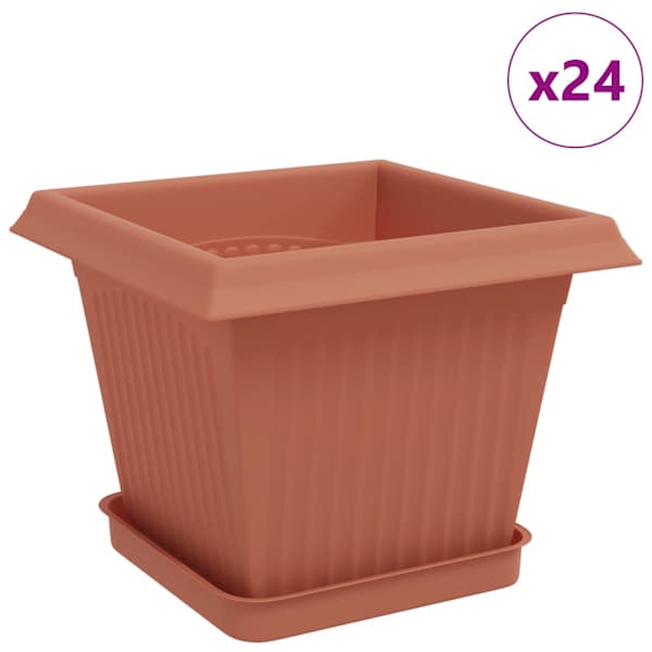 Lillepott 20 × 20 × 16 cm, plastmass – telliskivipunane – 24 tk