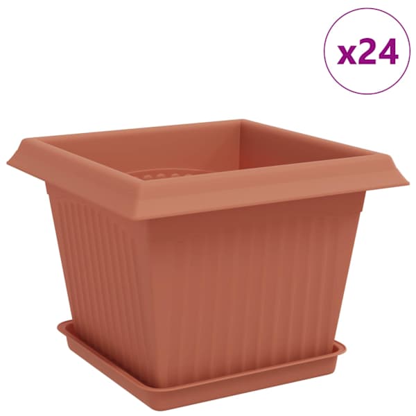 Lillepott 23 × 23 × 17,5 cm, plastmass – telliskivipunane – 24 tk