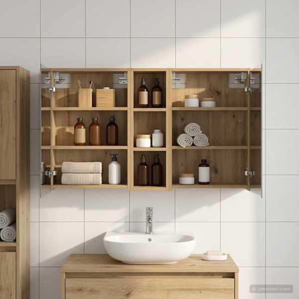 Vannitoa kapikomplekt 3 tk 106 × 16 × 62,5 cm Tehispuit